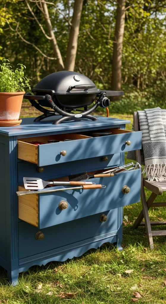 repurposed dresser outdoor kitchen cart