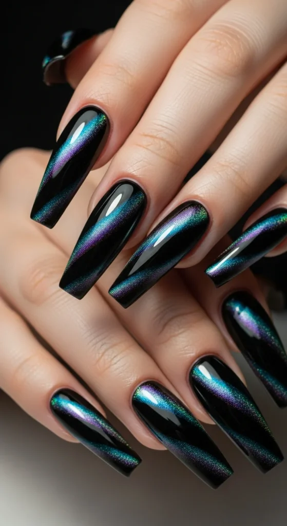9D black cat eye nails