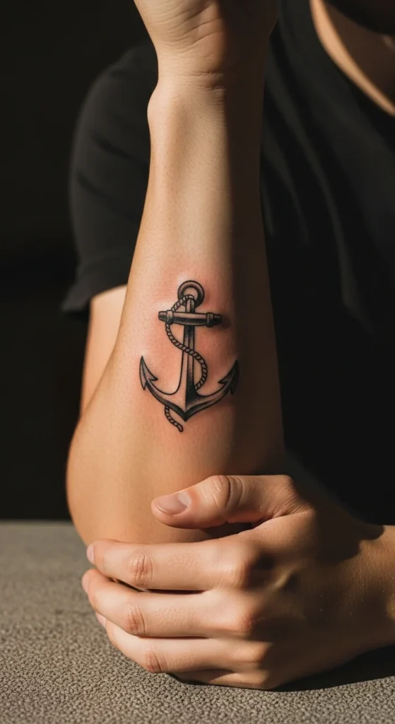 Anchor tattoo traditional