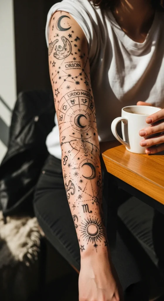 Astrology sleeve tattoo design