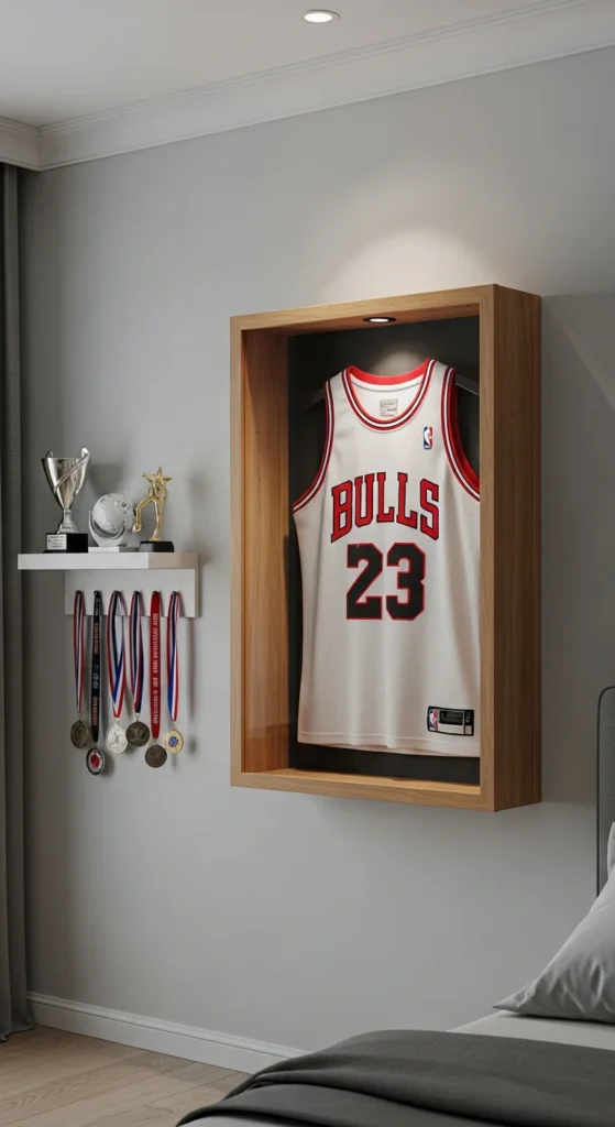 Basketball jersey display case
