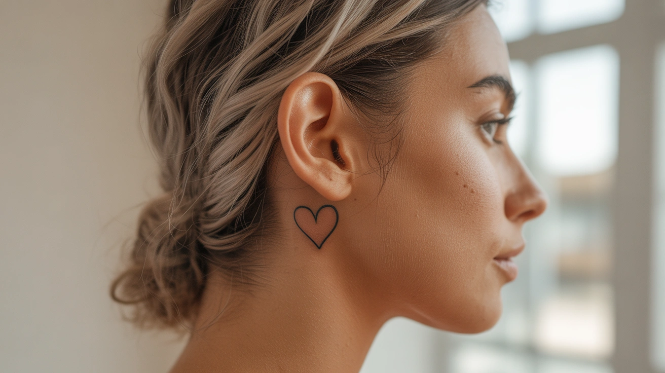 Behind ear heart tattoos inspiration