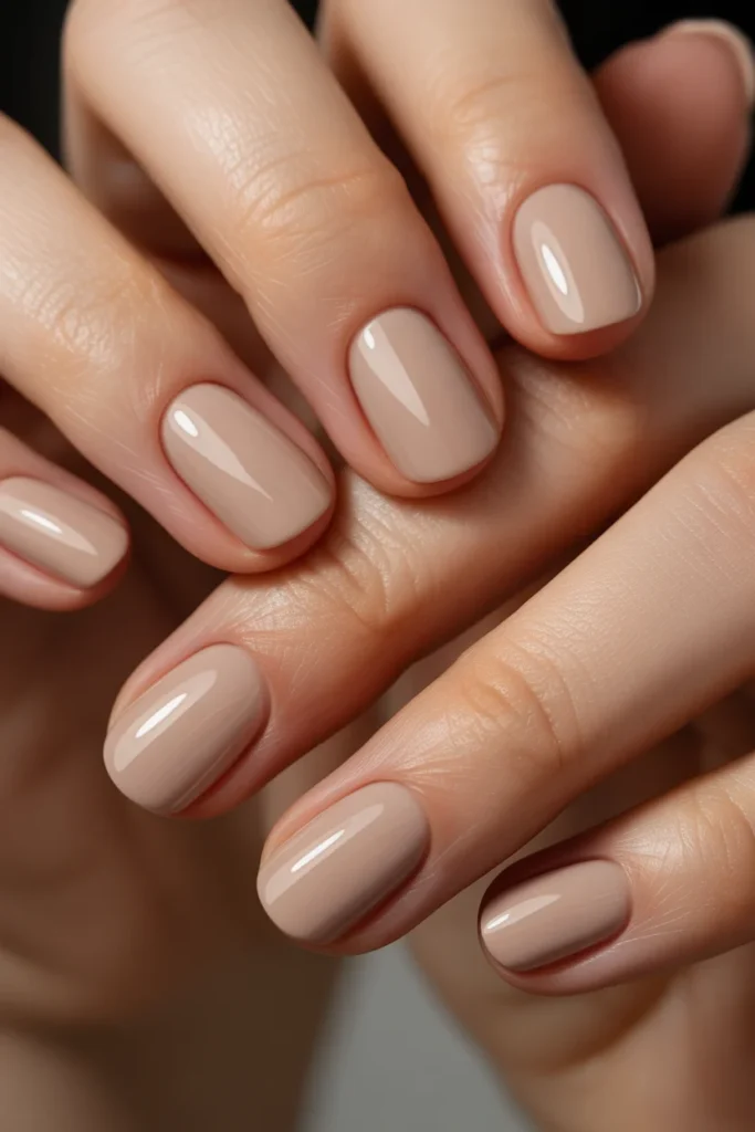 Beige sand short nails