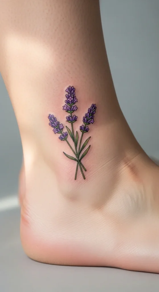 Birth flower ankle tattoo
