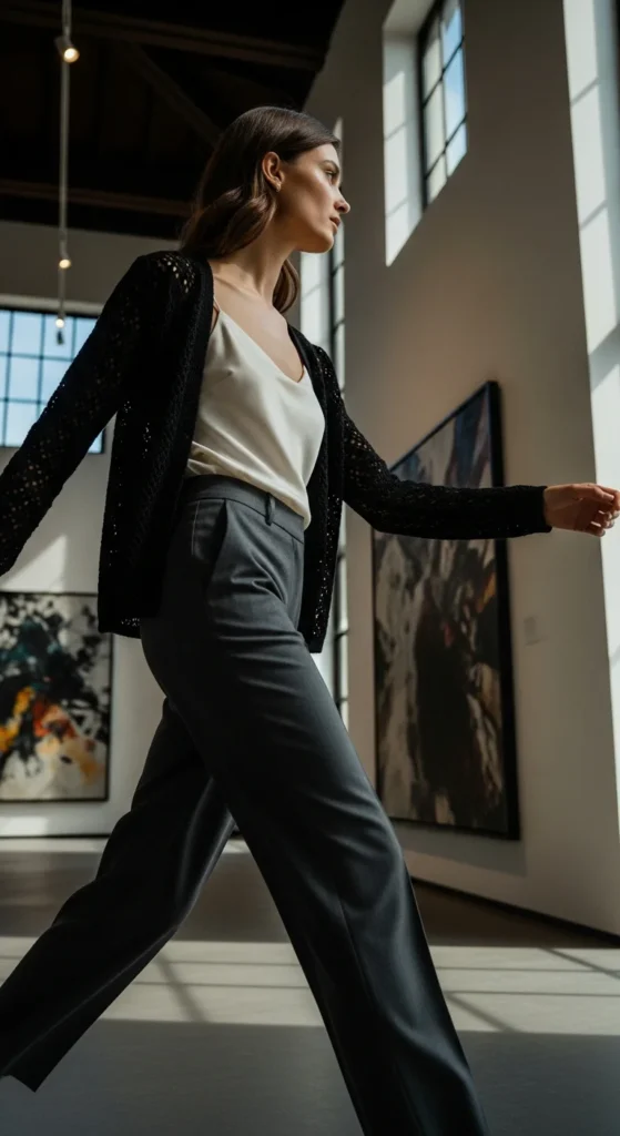 Black crochet cardigan outfit