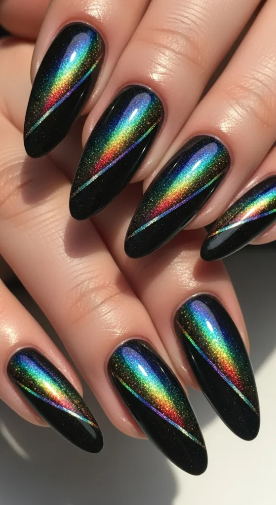 Black holographic cat eye