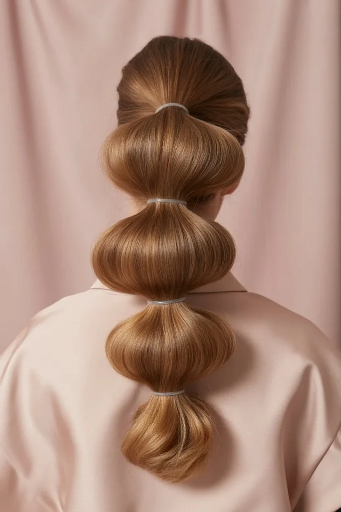 Bubble ponytail school look