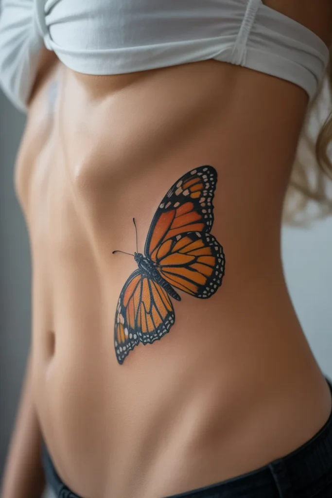 Butterfly side waist tattoo