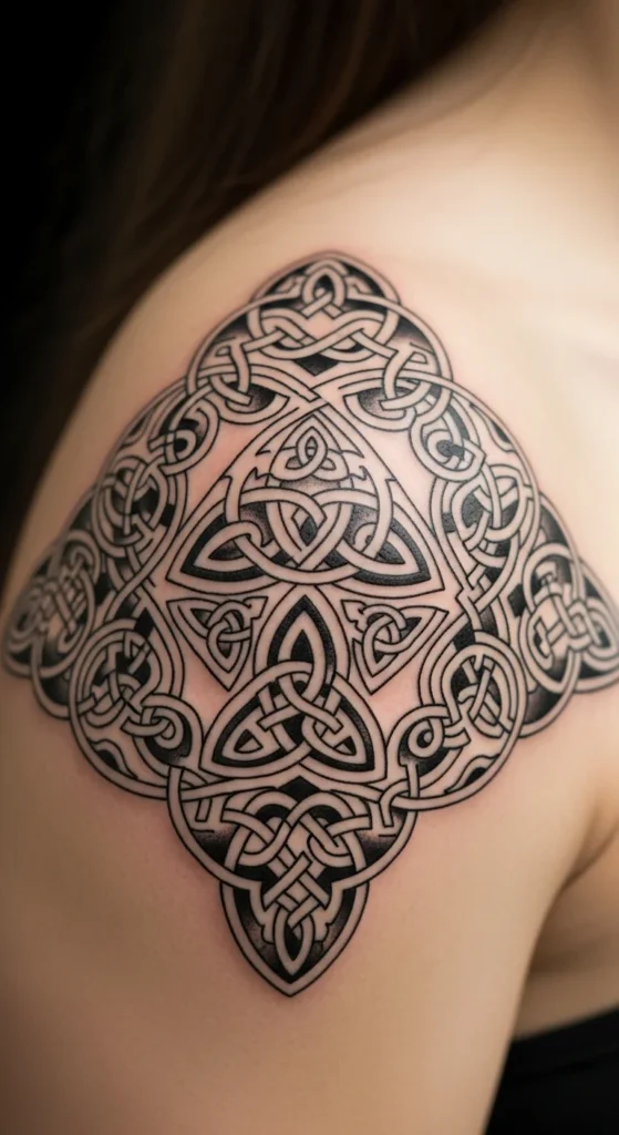 Celtic knot shoulder tattoo