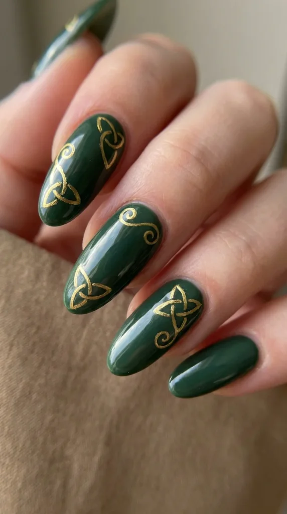 Celtic nail art patterns green