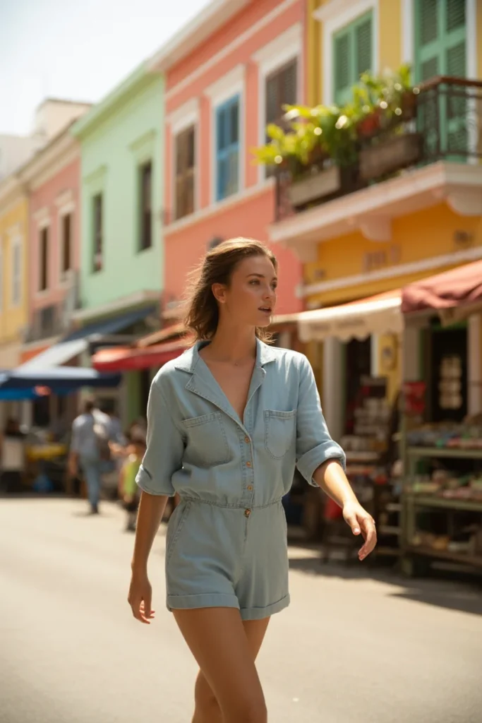 Chambray romper beach cruise