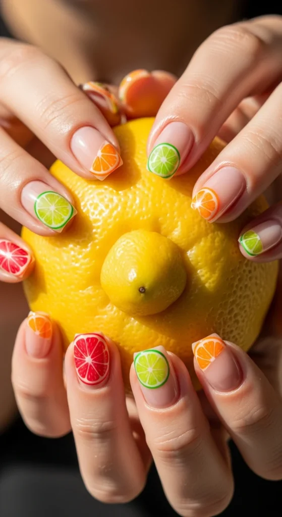 Citrus fruit beach nails