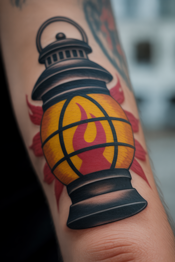 Classic American Traditional Lantern Tattoo