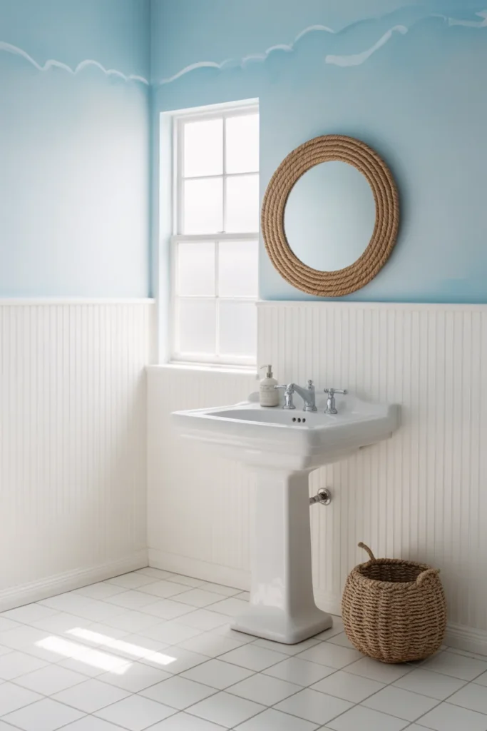 Coastal board and batten bathroom