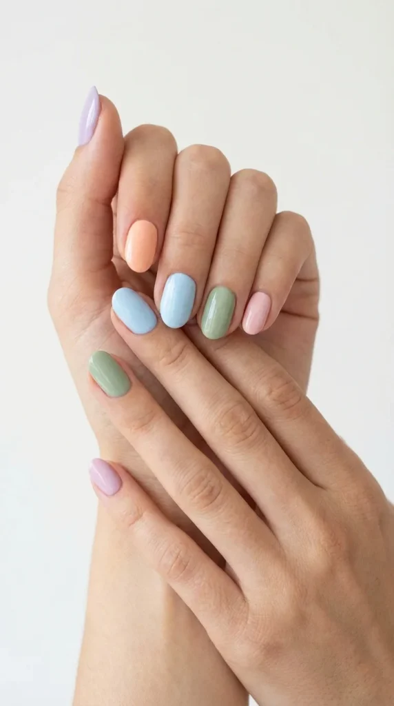 Colorblock pastel Easter nails