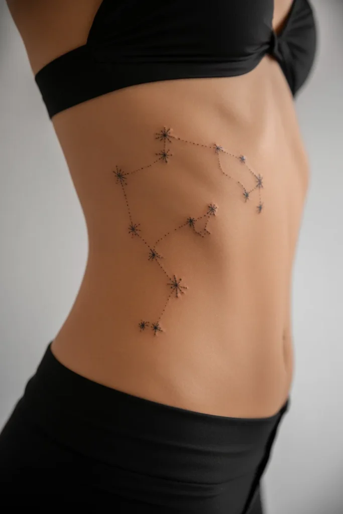 Constellation side stomach tattoo