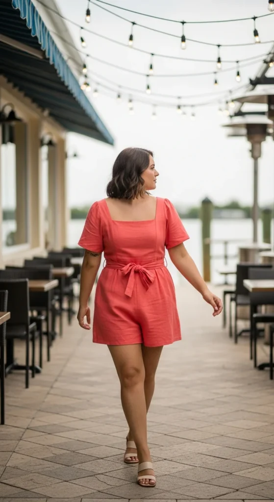 Coral plus size romper Miami