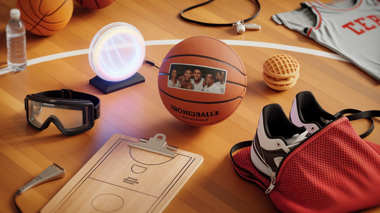 Creative basketball gift ideas flatlay