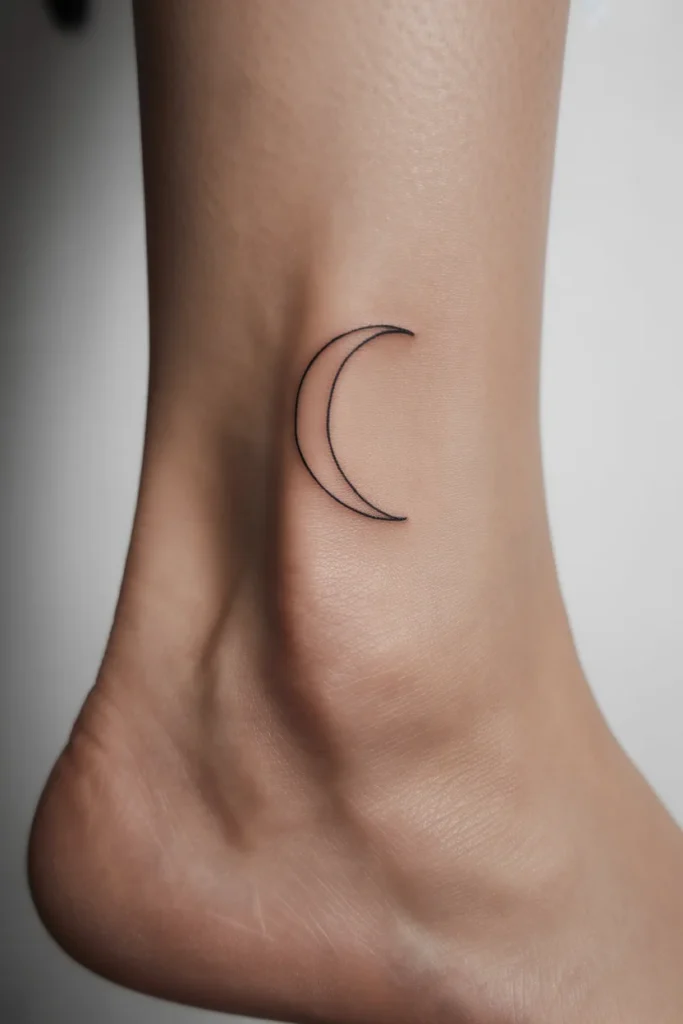 Crescent moon ankle tattoo