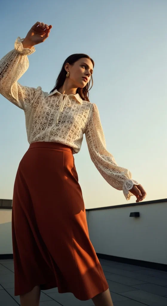 Crochet blouse date outfit