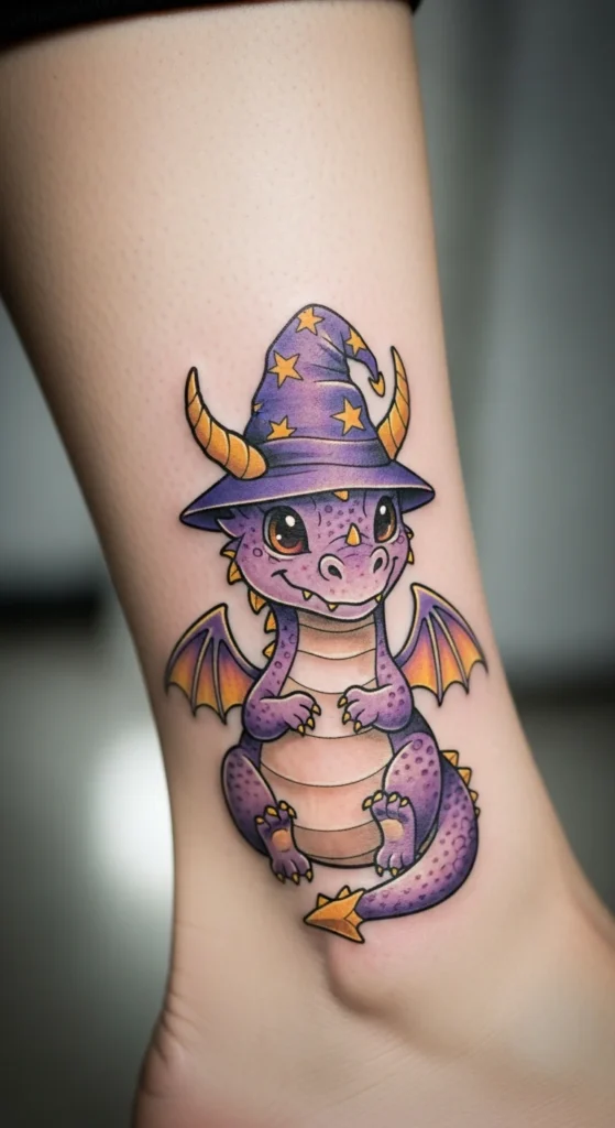 Cute wizard dragon tattoo
