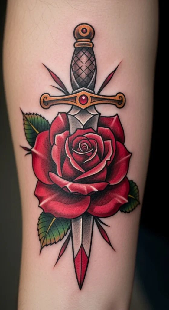 Dagger tattoo traditional
