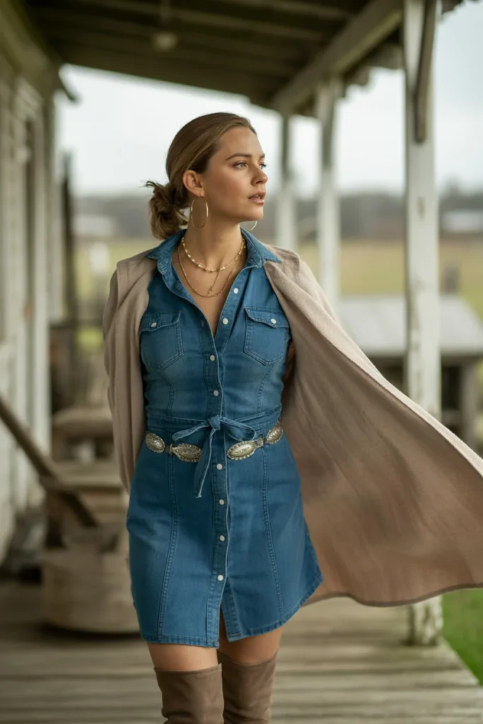 Denim dress western style