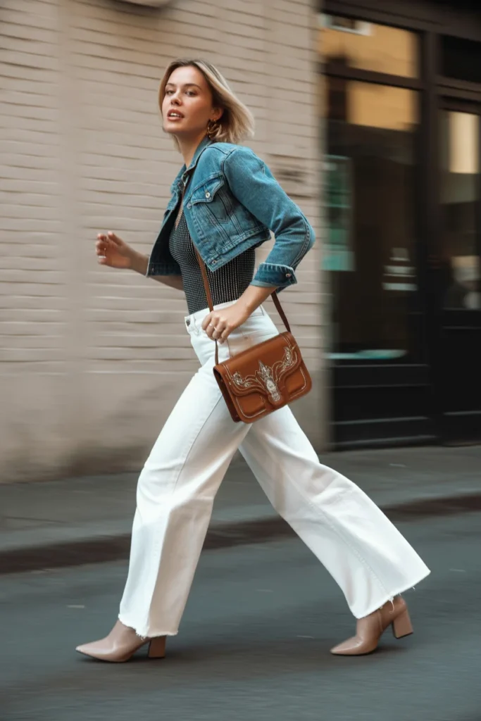Denim rhinestones western outfit