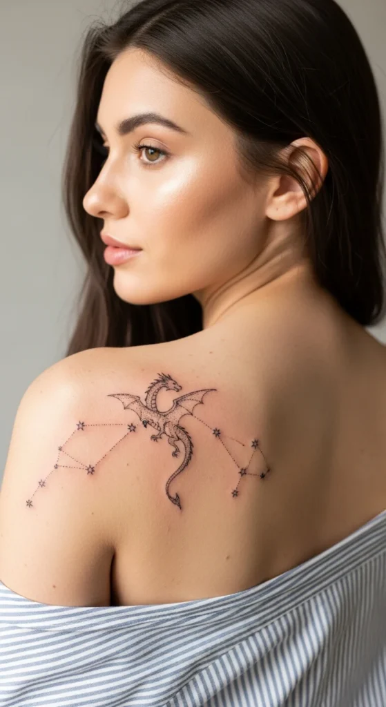 Dragon constellation star tattoo