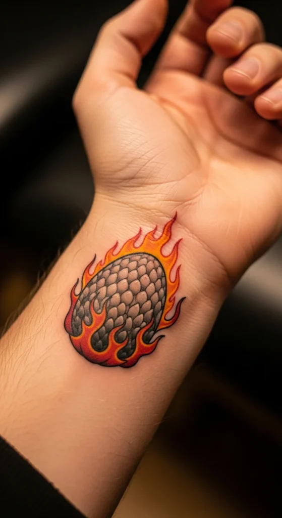 Dragon egg flame tattoo