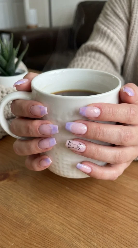 Easter bunny French tip nails