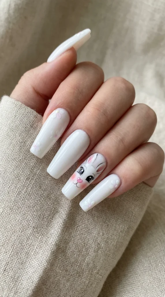 Easter bunny coffin nail art