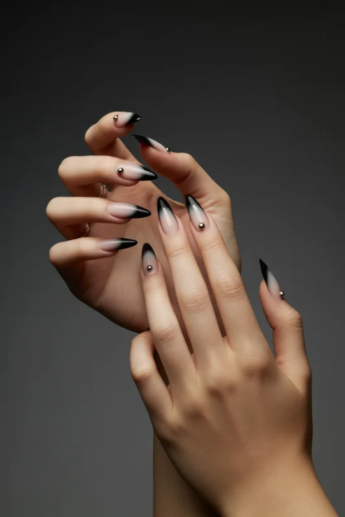 Edgy fade nails studs
