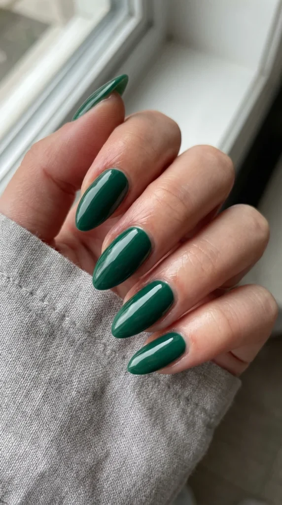 Emerald green gel nails