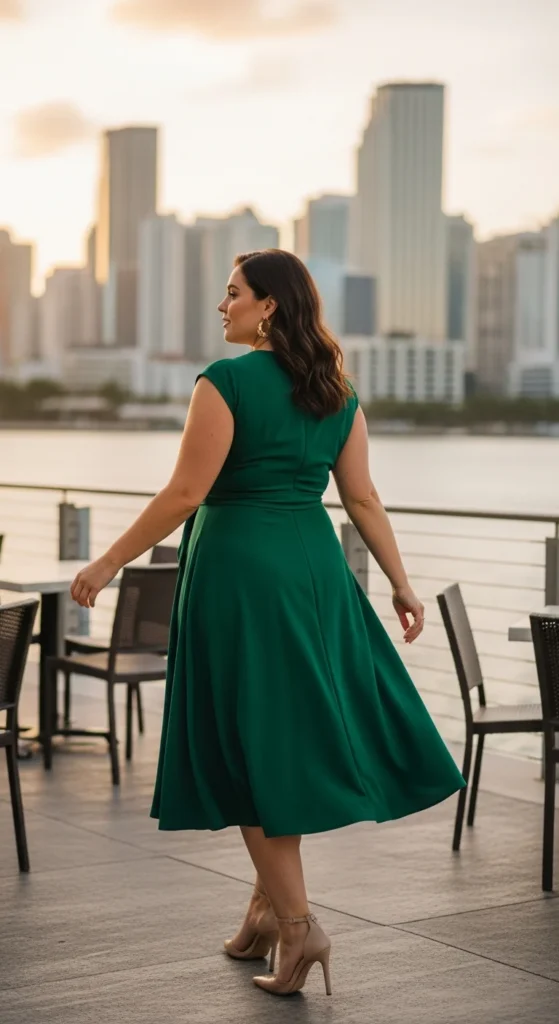 Emerald midi dress plus size