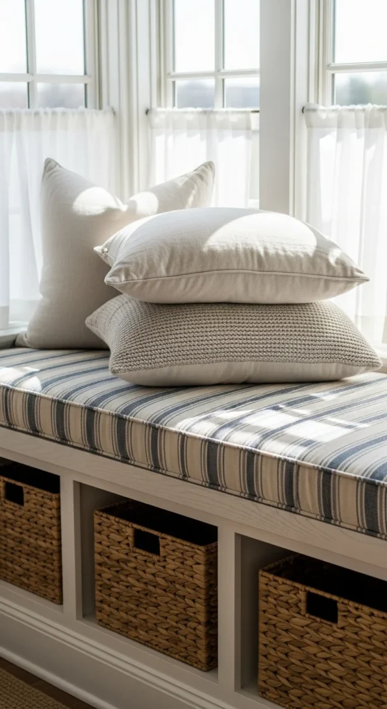 Farmhouse window seat storage