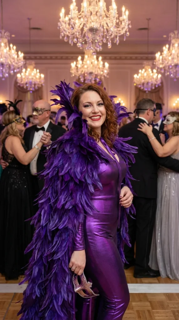 Feathered Mardi Gras costume