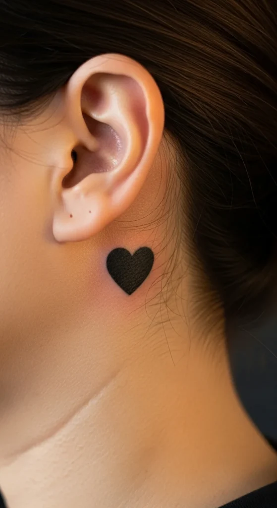 Filled black heart tattoo