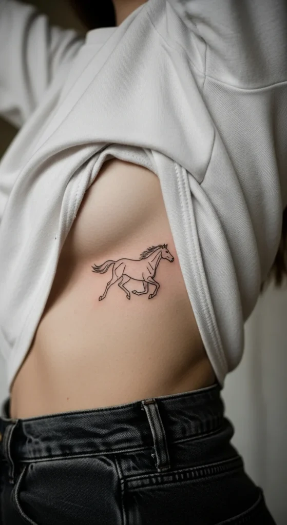 Fine line horse tattoo