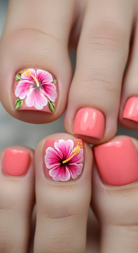 Floral toe nail art