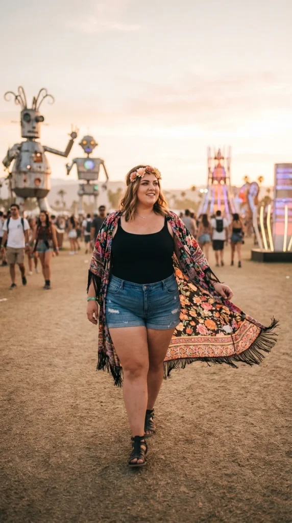 Flowy plus size festival kimono