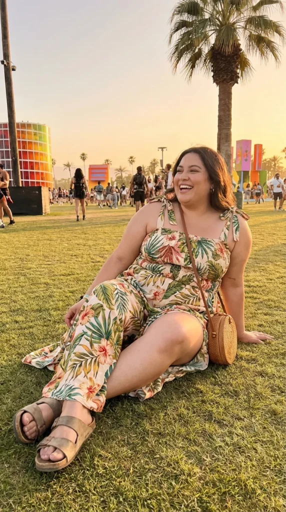 Flowy plus size festival romper
