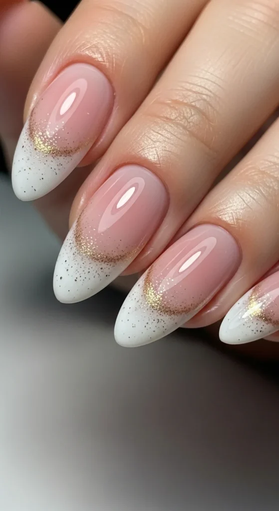 French ombré gold shimmer nails