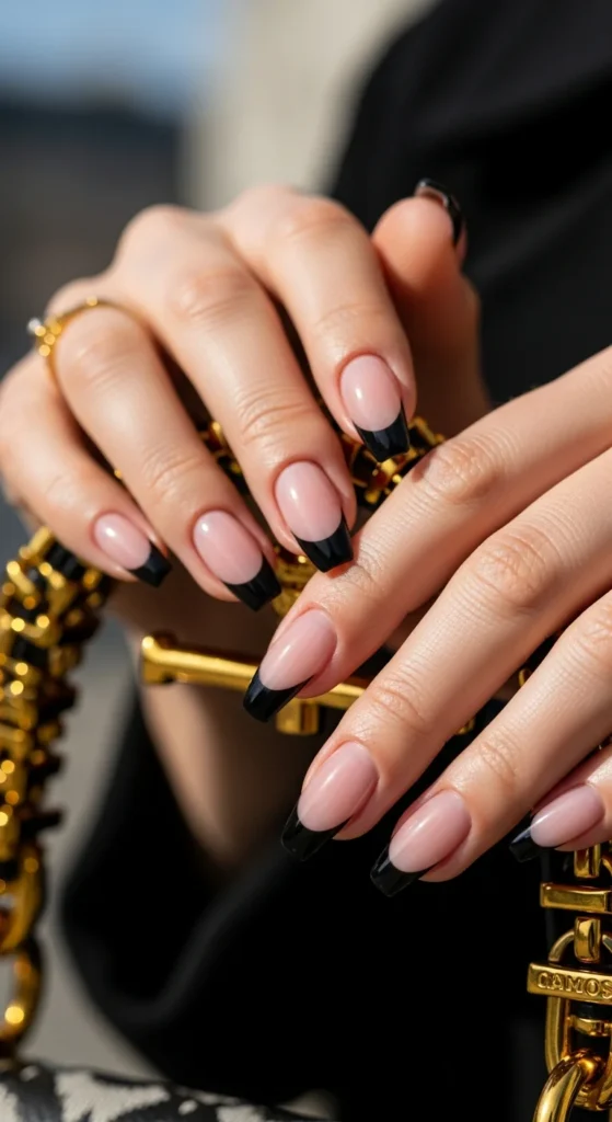 French tip coffin nails