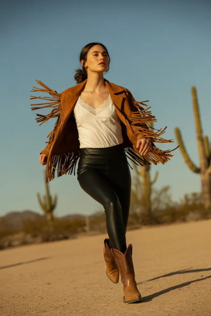 Fringe jacket western look