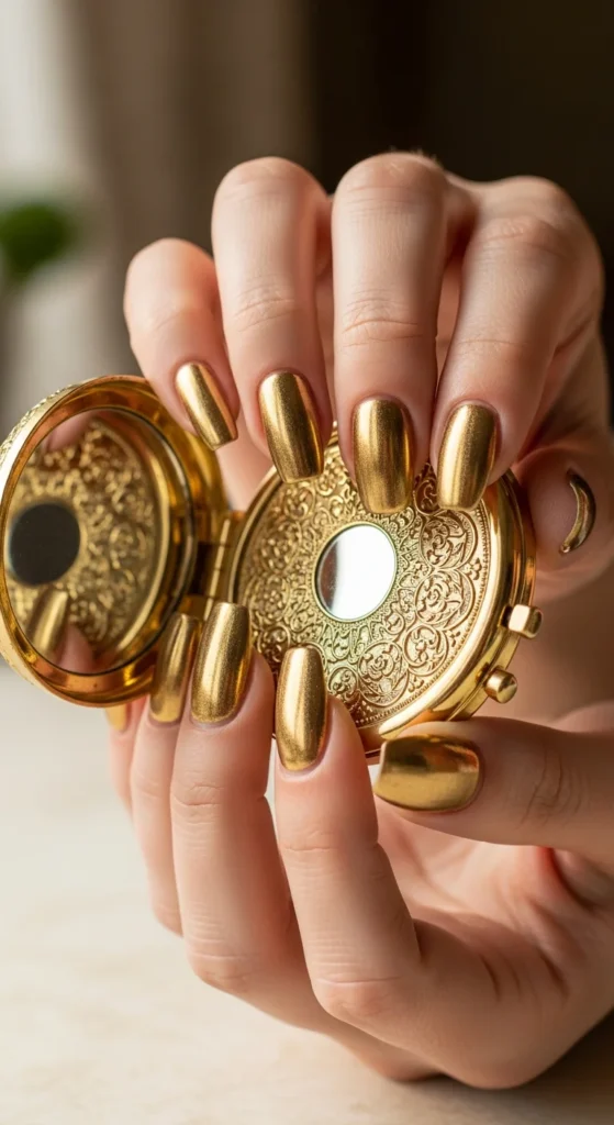 Full gold metallic nails