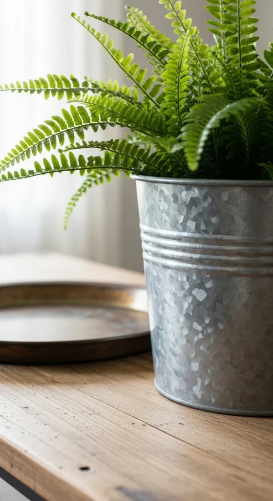 Galvanized farmhouse metal accents