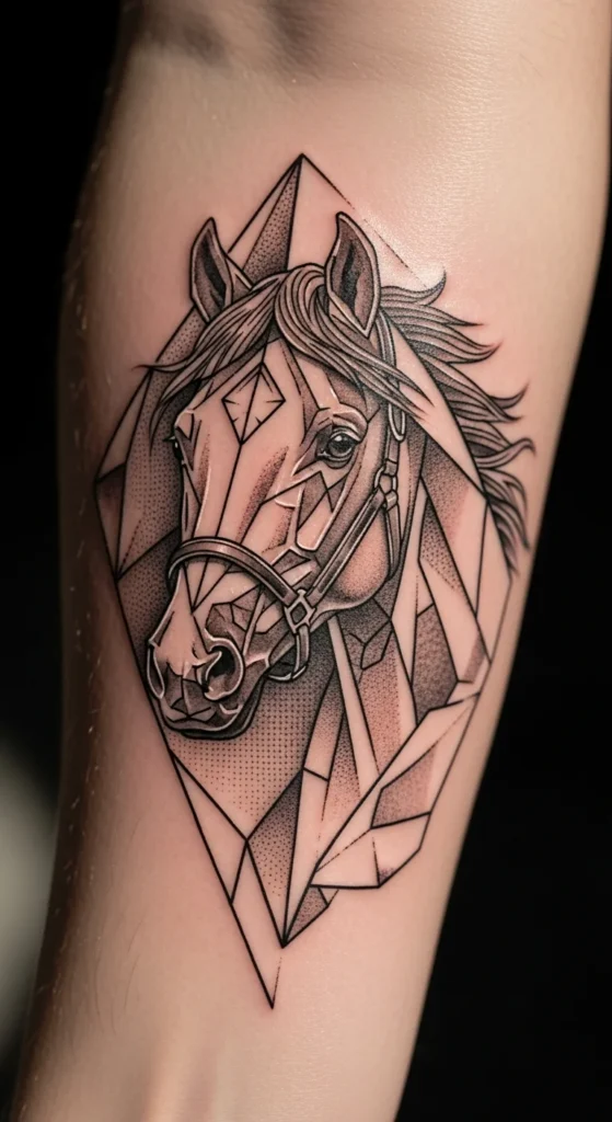 Geometric horse tattoo design