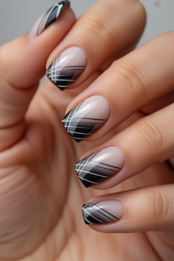Geometric ombre nail art