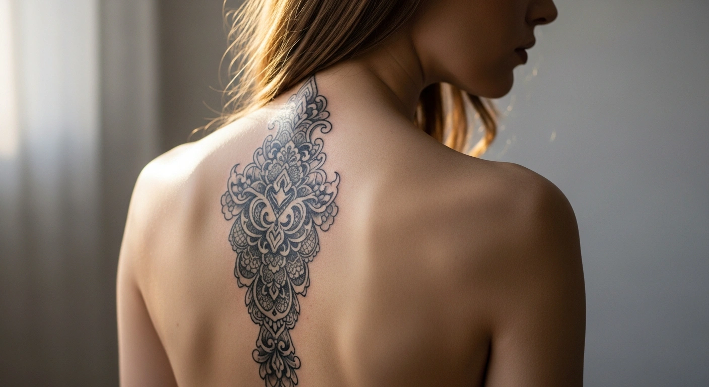 Gothic spine tattoos for women